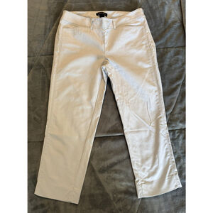White House Black Market Women's Pants Beige Slim Ankle Side Zip Size 6 Cotton